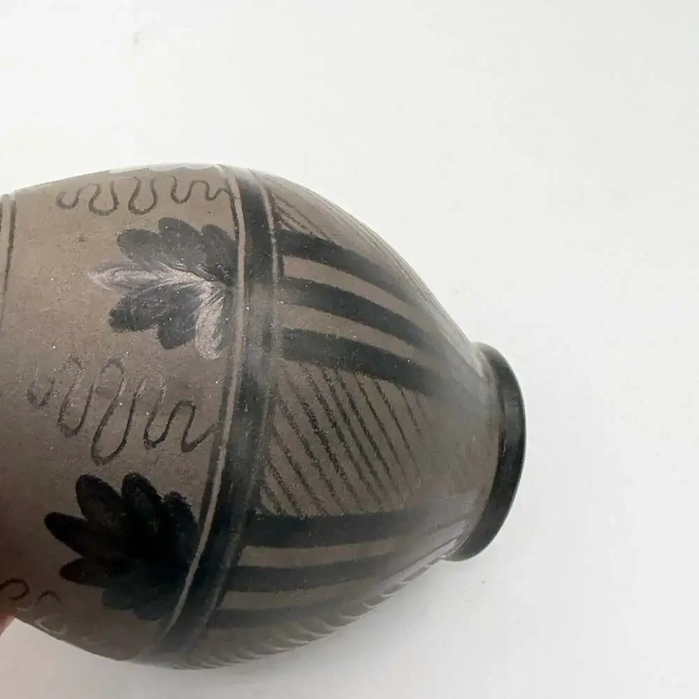 Signed Studio Art Hungarian Black Pottery Vase